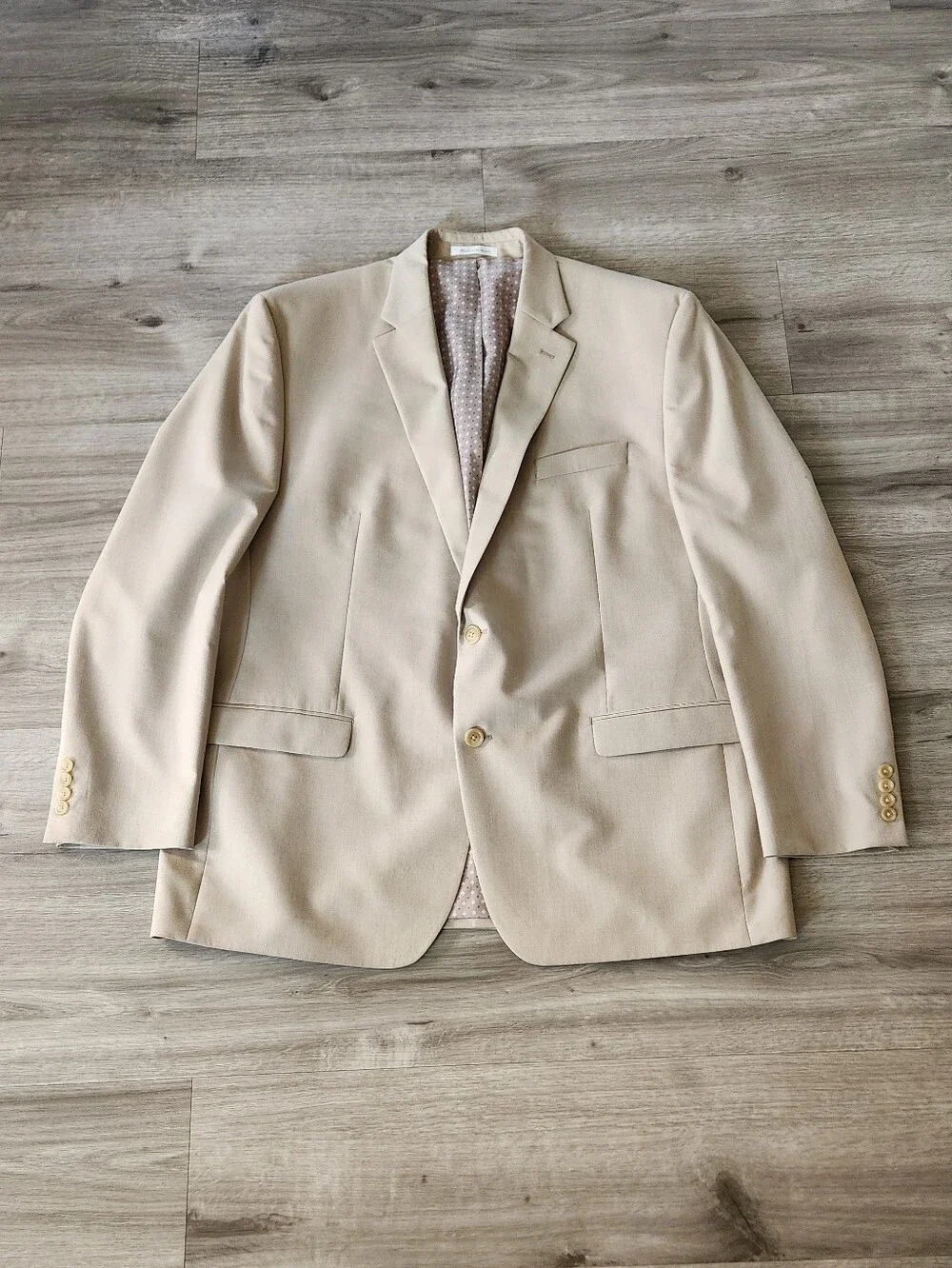 Chaps Blazer Mens 48L Light Tan/beige Two Button Suit Jacket Coat Lined Office